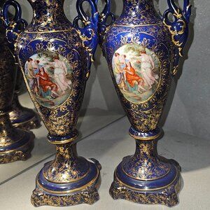 Antique Sèvres-Style Cobalt Blue Porcelain Vases (set of 2)